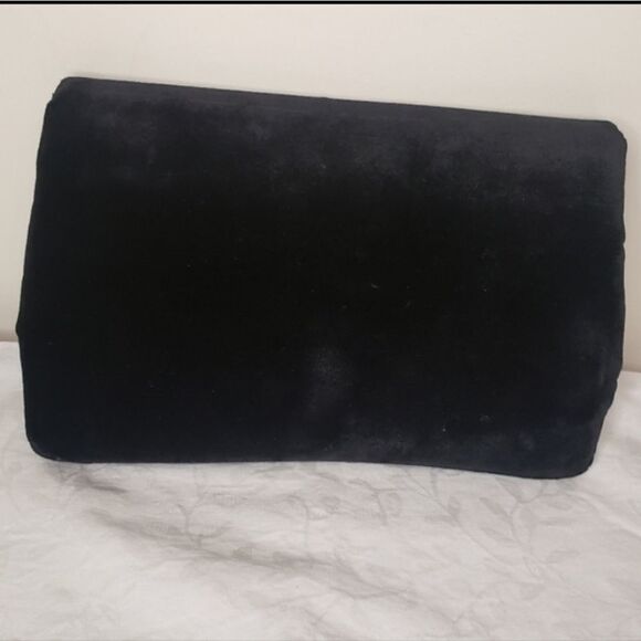 60s Black Velvet Evening Clutch Handbag Camea - Picture 2 of 12
